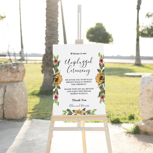 Boho Sunflower Wedding Unplugged Ceremony Sign (Creator Uploaded)