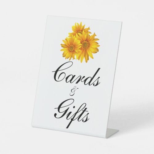 Boho Sunflower Yellow Floral Card Gifts Wedding  Pedestal Sign