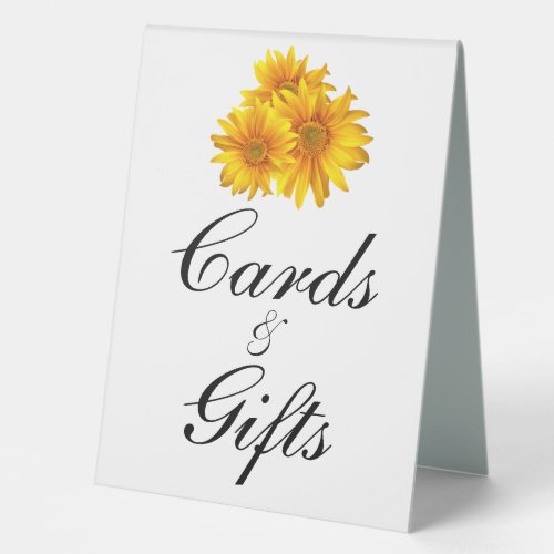 Boho Sunflower Yellow Floral Card Gifts Wedding  Table Tent Sign