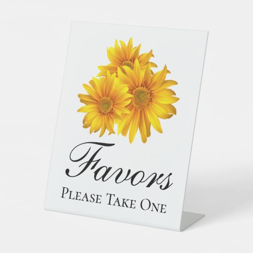 Boho Sunflower Yellow Floral Wedding Favors Pedestal Sign