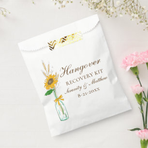 Boho Sunflower Yellow Floral Wedding Hangover Kit Favor Bag