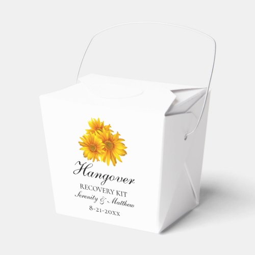 Boho Sunflower Yellow Floral Wedding Hangover Kit Favor Boxes