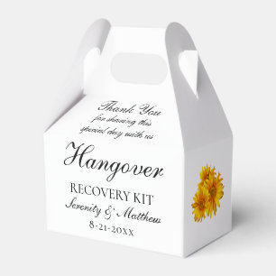 Boho Sunflower Yellow Floral Wedding Hangover Kit Favor Boxes