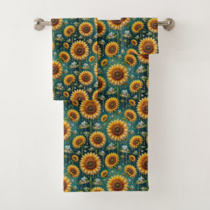 Boho Sunflowers and Diamonds Towel Set
