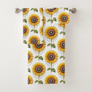 Boho Sunflowers and Diamonds Towel Set