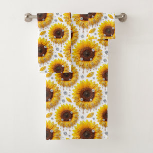 Boho Sunflowers and Diamonds Towel Set