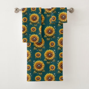 Boho Sunflowers and Diamonds Towel Set