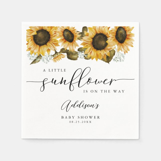 Boho Sunflowers Baby Shower Napkins (Front)