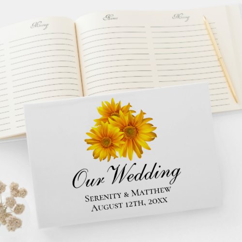 Boho Sunflowers Country Yellow Floral Wedding Guest Book