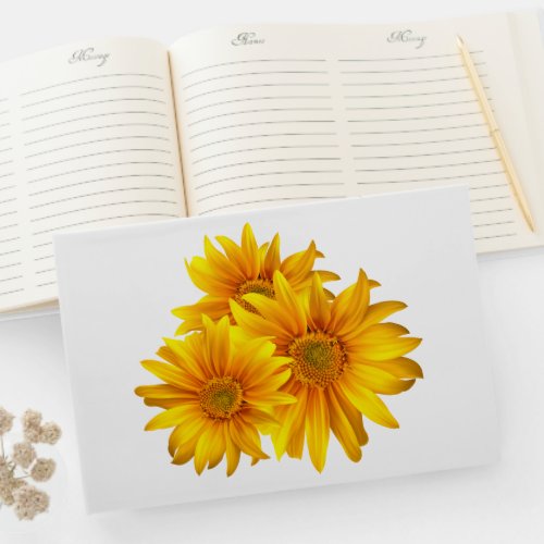 Boho Sunflowers Country Yellow Floral Wedding Guest Book