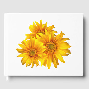 Boho Sunflowers Country Yellow Floral Wedding Guest Book