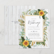 Boho Sunflowers Greenery Watercolor Wedding BUDGET