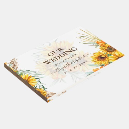 BOHO Sunflowers Pampas Grass Wedding Guest Book
