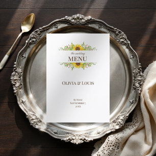 Boho sunflowers romantic summertime wedding menu