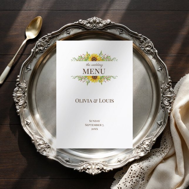 Boho sunflowers romantic summertime wedding  menu (Creator Uploaded)