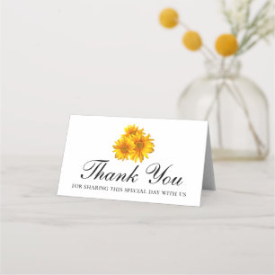 Boho Sunflowers Summer Thank You Floral Wedding Place Card