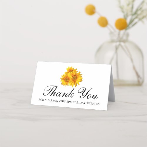 Boho Sunflowers Summer Thank You Floral Wedding Place Card