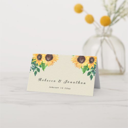 Boho Sunflowers Wedding  Place Card