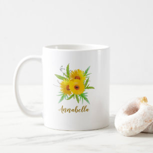 Boho Sunflowers with Name Gift Coffee Mug