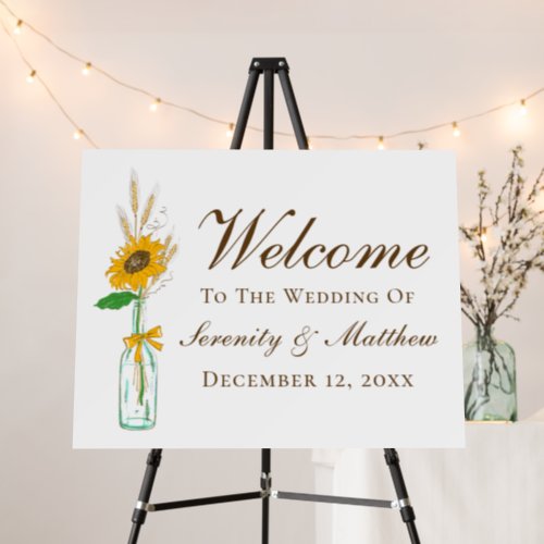 Boho Sunflowers Yellow Floral Wedding Welcome Sign