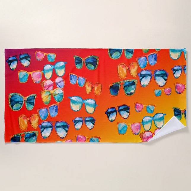 Boho sunglasses  Summer vibes Beach Towel (Front)