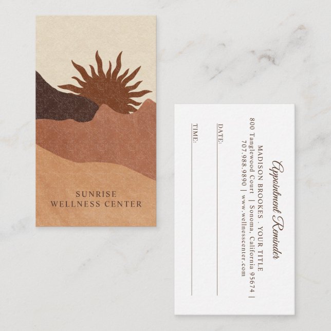 Boho Sunrise Wellness Center Spa Appointment And Business Card (Front/Back)