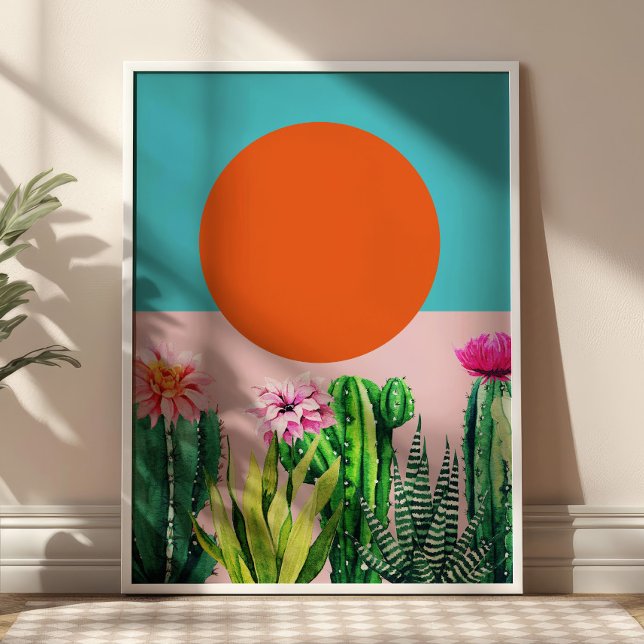 Boho Sunset Retro Floral Abstract Collage Poster (Creator Uploaded)
