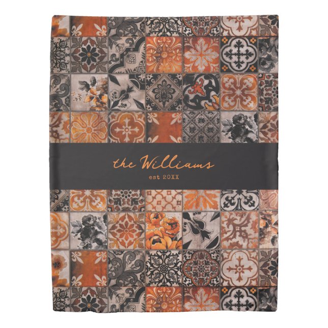 Boho Sunset Tiles | Double Sided Duvet Cover (Front)