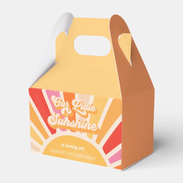 Boho Sunshine 1st Trip Around The Sun Birthday Favor Boxes (Front Side)