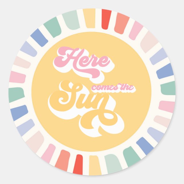 Boho Sunshine 1st Trip Around The Sun Favor  Classic Round Sticker (Front)