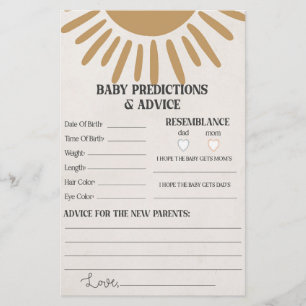 boho sunshine advice for baby shower game 
