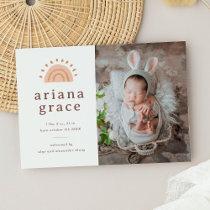 Boho Sunshine Baby Birth  Announcement