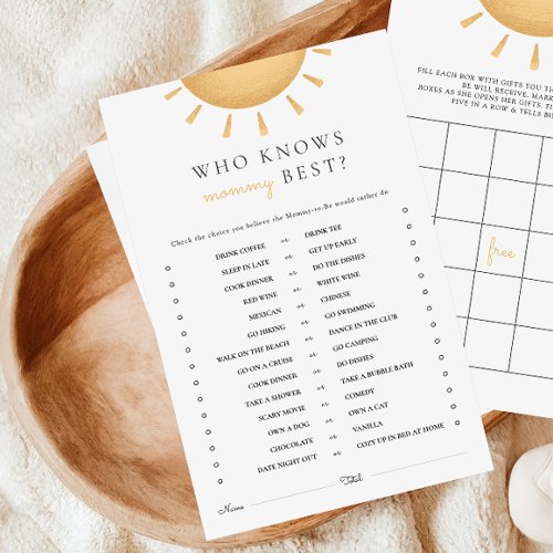 Boho Sunshine Baby Shower Activity Games