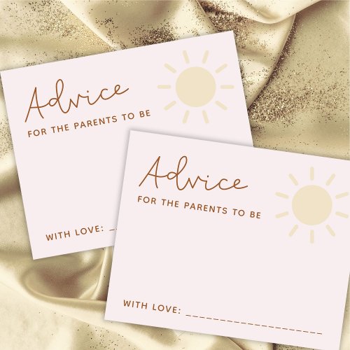 Boho Sunshine Baby Shower Advice Cards