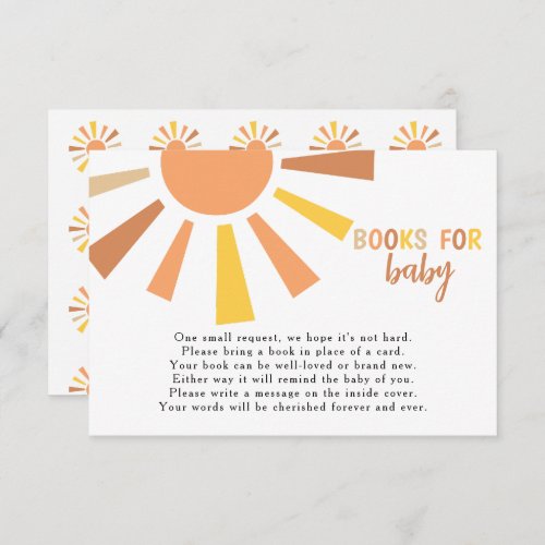 Boho Sunshine Baby Shower Book Request Thank You Card