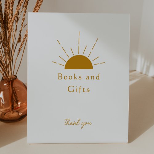 Boho Sunshine Baby Shower Books and Gifts Pedestal Sign