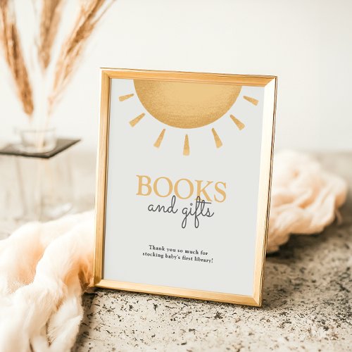 Boho Sunshine Baby Shower Books and Gifts Sign