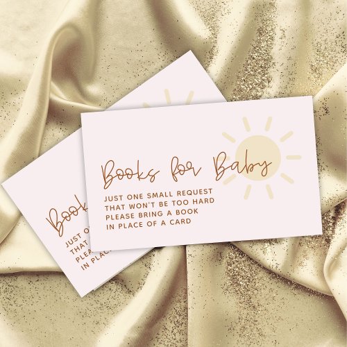 Boho Sunshine Baby Shower Books for Baby Enclosure Card