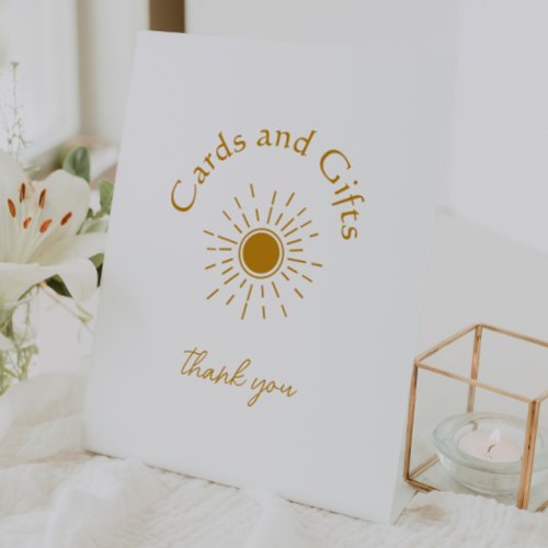 Boho Sunshine Baby Shower Cards and Gifts Pedestal Sign