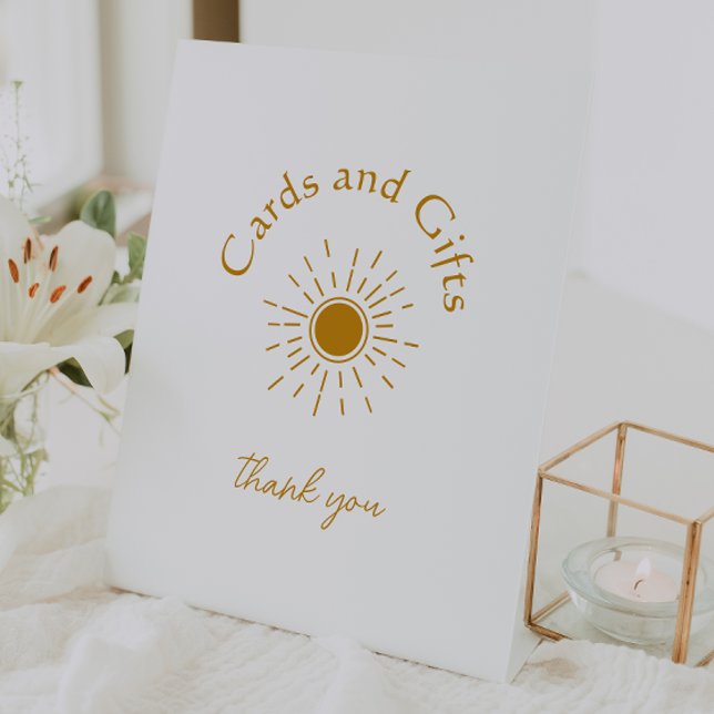 Boho Sunshine Baby Shower Cards and Gifts Pedestal Sign (Creator Uploaded)