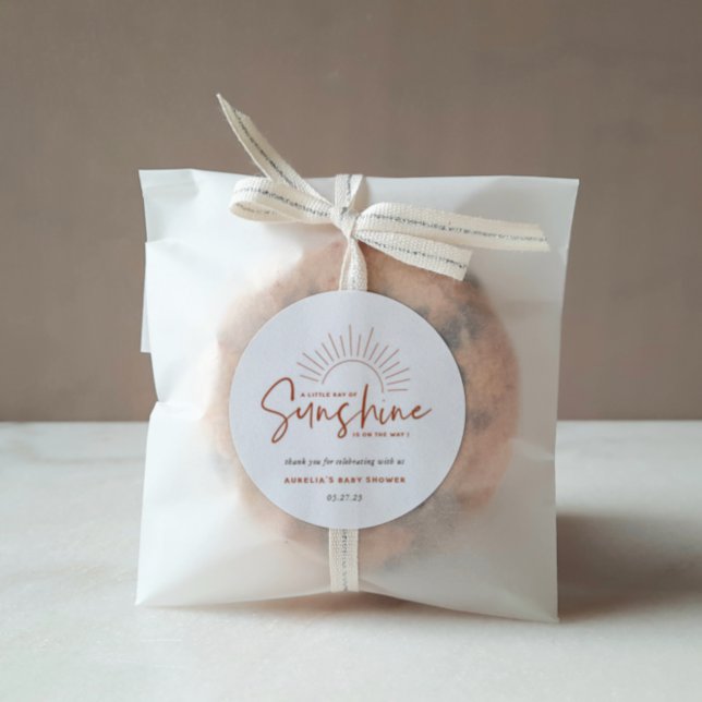 Boho Sunshine Baby Shower Classic Round Sticker (Creator Uploaded)