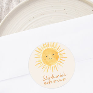 Boho Sunshine Baby Shower Classic Round Sticker