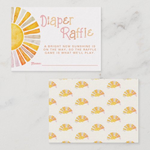 Boho Sunshine Baby Shower Diaper Raffle Enclosure Card
