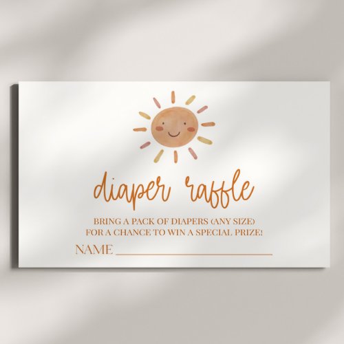 Boho Sunshine Baby Shower Diaper Raffle Enclosure Card