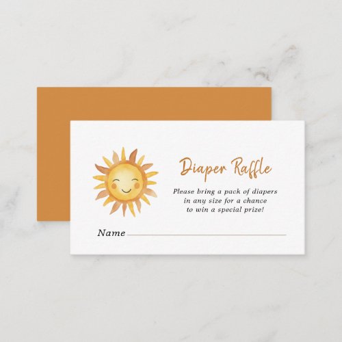 Boho Sunshine Baby shower Diaper Raffle Enclosure Card