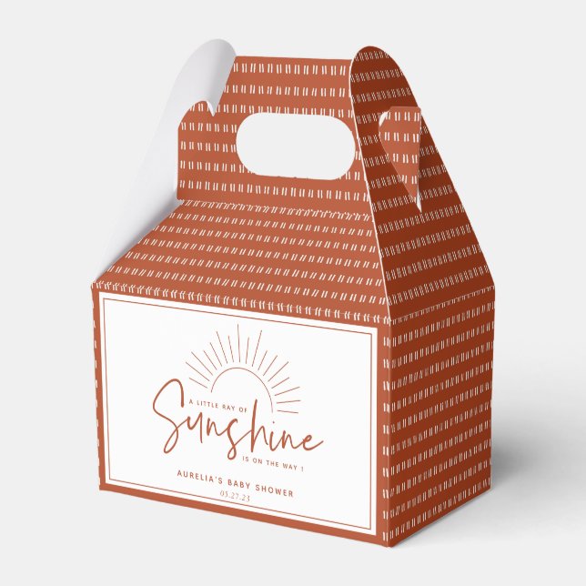 Boho Sunshine Baby Shower Favor Boxes (Front Side)