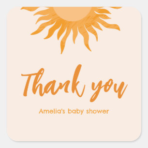 Boho sunshine Baby shower favor thankyou Square Sticker