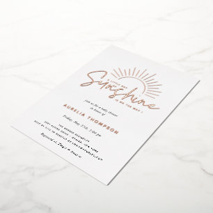 Boho Sunshine Baby Shower Foil Invitation