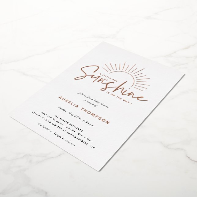 Boho Sunshine Baby Shower Foil Invitation (Rotated)