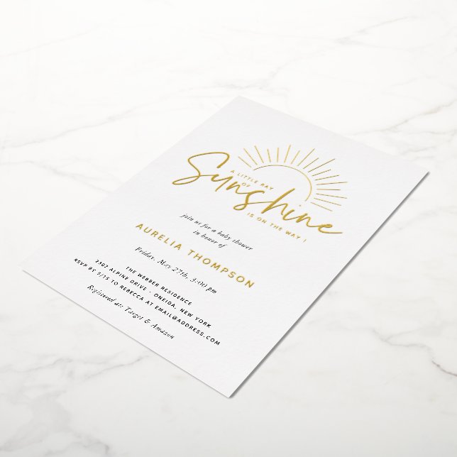 Boho Sunshine Baby Shower Foil Invitation (Rotated)